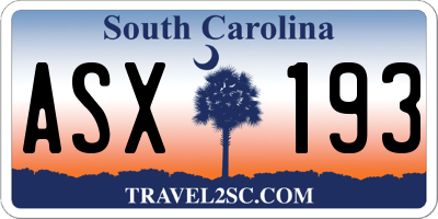 SC license plate ASX193