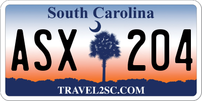 SC license plate ASX204