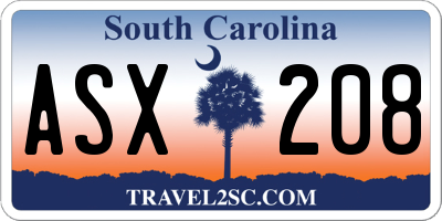 SC license plate ASX208