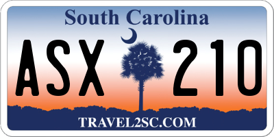 SC license plate ASX210