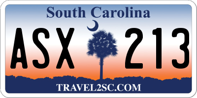 SC license plate ASX213