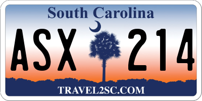 SC license plate ASX214