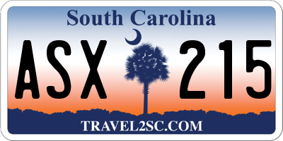 SC license plate ASX215