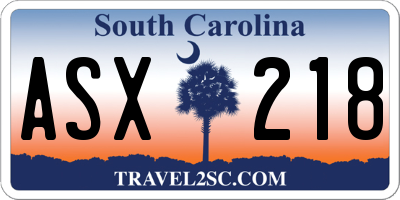 SC license plate ASX218