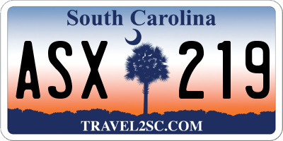 SC license plate ASX219