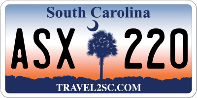 SC license plate ASX220