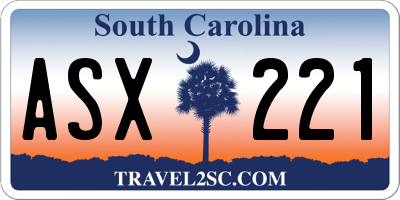 SC license plate ASX221