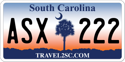 SC license plate ASX222