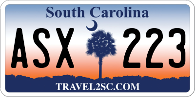SC license plate ASX223