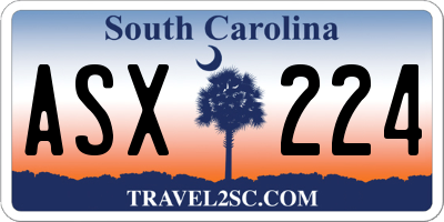 SC license plate ASX224