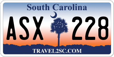 SC license plate ASX228