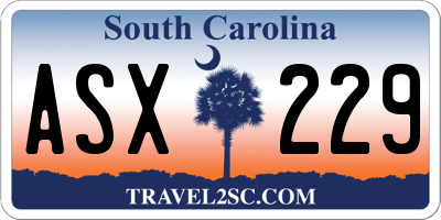 SC license plate ASX229