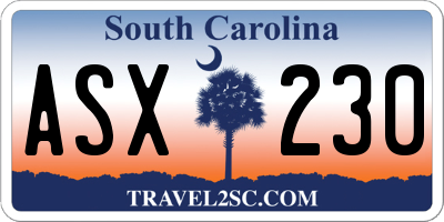 SC license plate ASX230