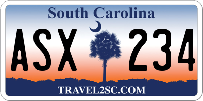 SC license plate ASX234