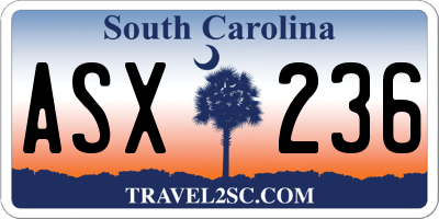 SC license plate ASX236