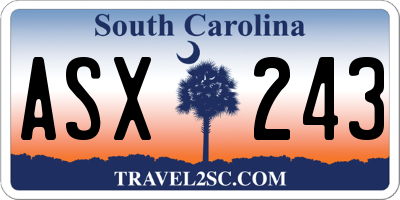 SC license plate ASX243