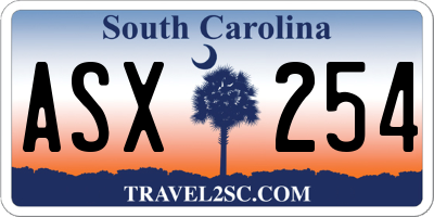 SC license plate ASX254