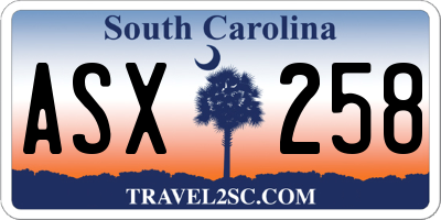 SC license plate ASX258