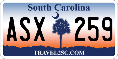 SC license plate ASX259
