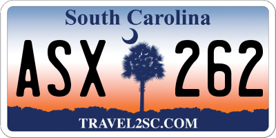 SC license plate ASX262