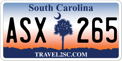 SC license plate ASX265