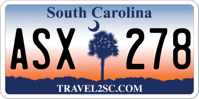 SC license plate ASX278