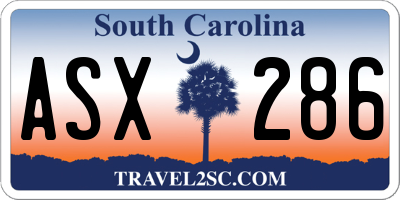 SC license plate ASX286