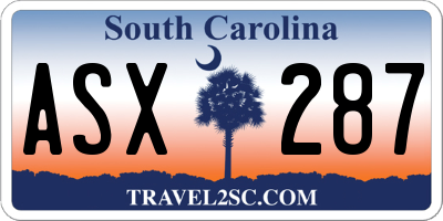SC license plate ASX287