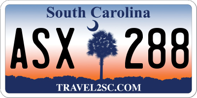 SC license plate ASX288