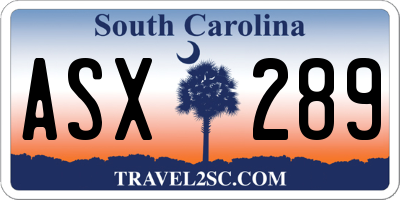 SC license plate ASX289