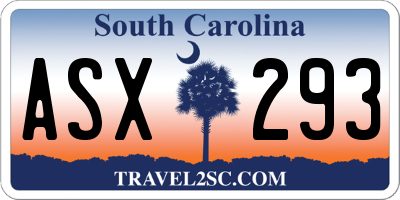 SC license plate ASX293