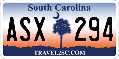 SC license plate ASX294