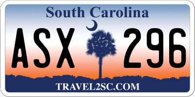 SC license plate ASX296