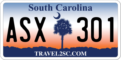 SC license plate ASX301