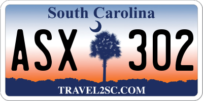 SC license plate ASX302