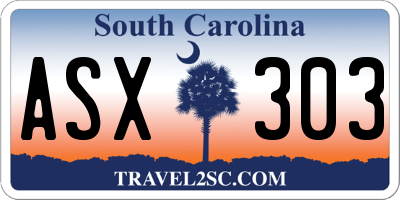 SC license plate ASX303