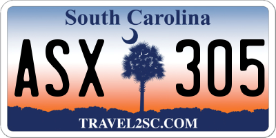 SC license plate ASX305