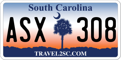 SC license plate ASX308