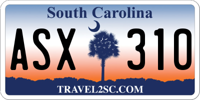 SC license plate ASX310