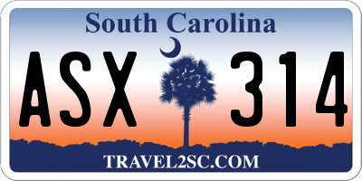 SC license plate ASX314