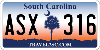 SC license plate ASX316