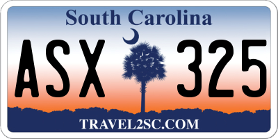 SC license plate ASX325