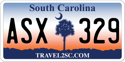 SC license plate ASX329