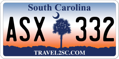 SC license plate ASX332