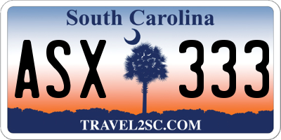 SC license plate ASX333