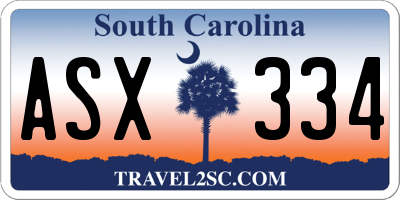 SC license plate ASX334