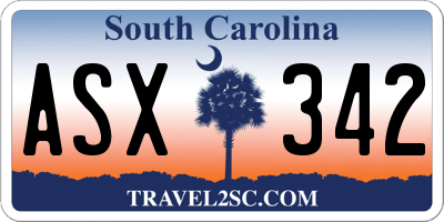 SC license plate ASX342