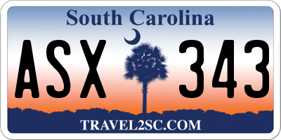 SC license plate ASX343