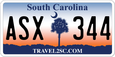 SC license plate ASX344