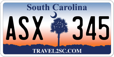SC license plate ASX345